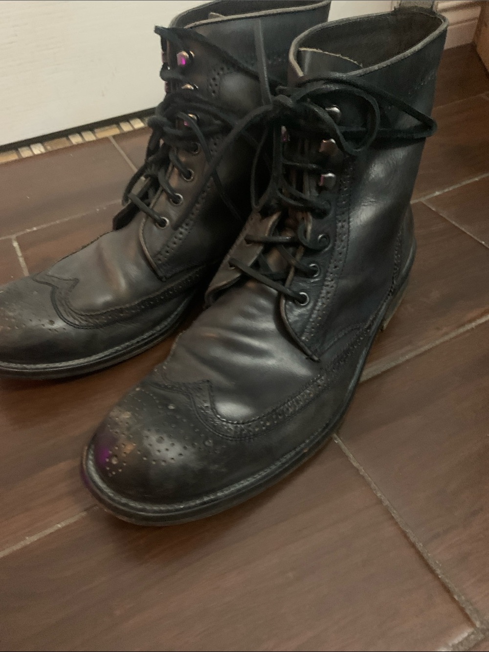 John Varvatos Black / Brown Leather Boots